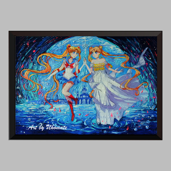 Pretty Soldier Sailor Moon Van Gogh Starry Night Nursery Decor Canvas Print A094 - Aprilskys Workshop