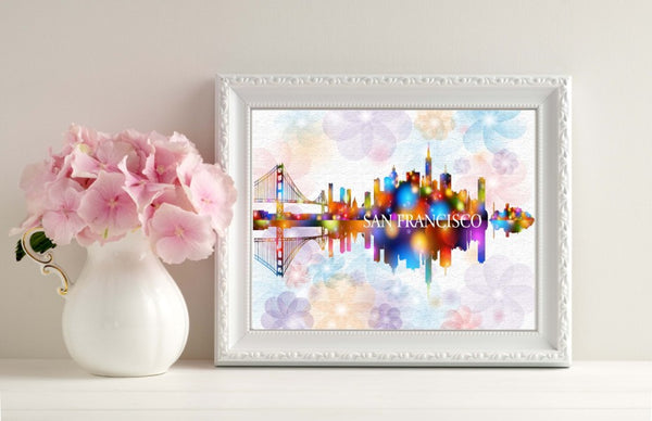 San Francisco Skyline Watercolor Canvas Print  C009 - Aprilskys Workshop