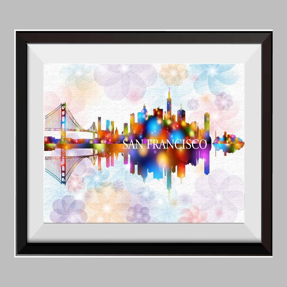 San Francisco Skyline Watercolor Canvas Print  C009 - Aprilskys Workshop