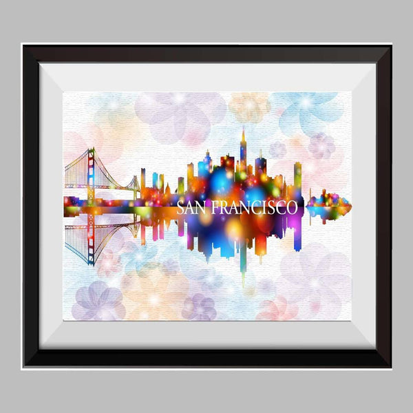 San Francisco Skyline Watercolor Canvas Print  C009 - Aprilskys Workshop