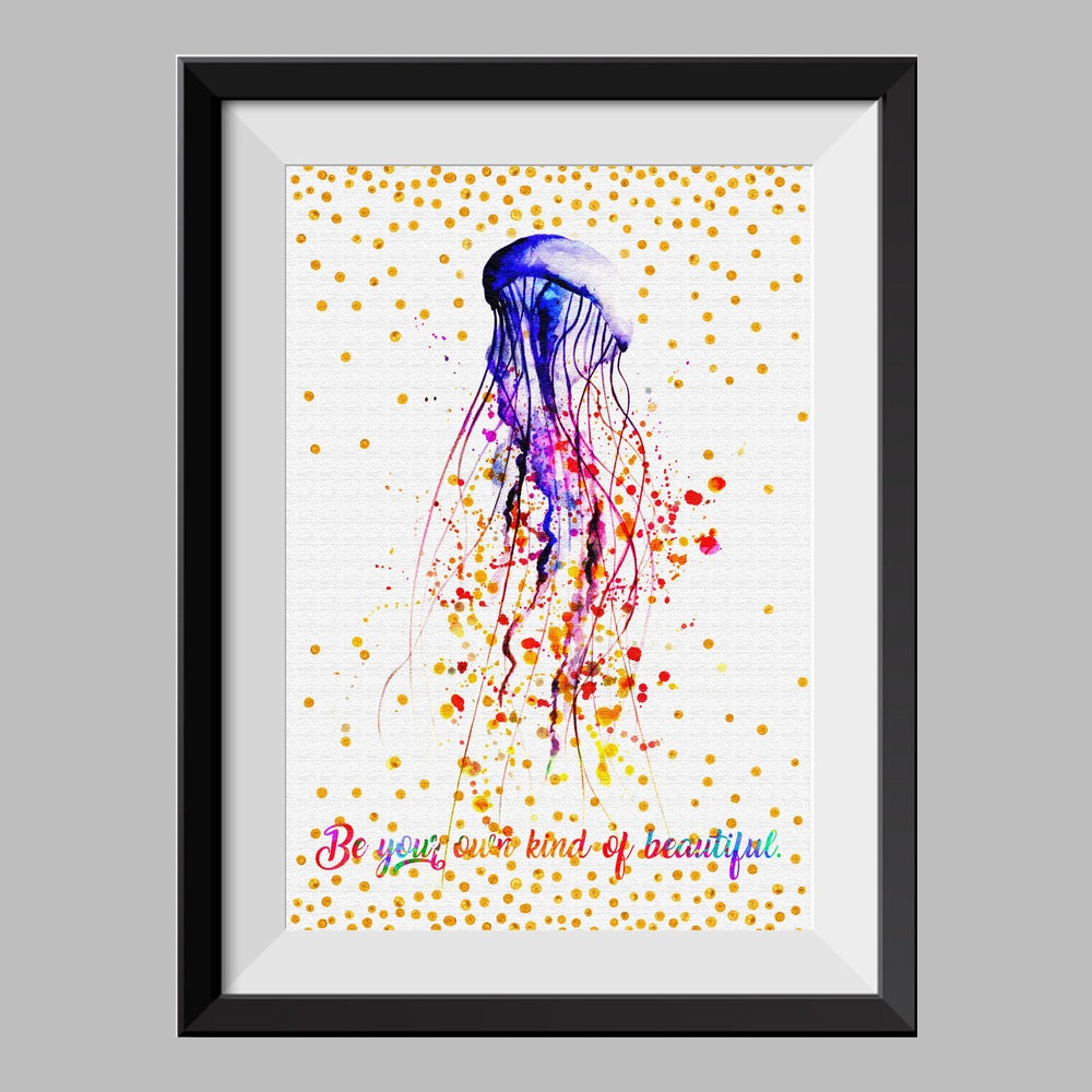 Pink Jellyfish Sea Animal Watercolor Canvas Print Inspirational Quotes C052 - Aprilskys Workshop