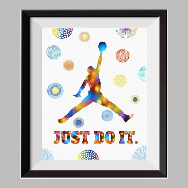 Just Do It Basketball Player Watercolor Canvas Print Nursery Decor C035 - Aprilskys Workshop