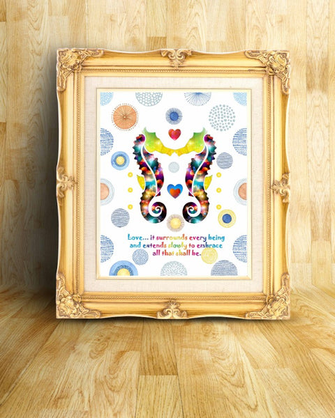 The Seahorses Seahorse Decor Watercolor Canvas Print Inspirational Quotes Inspirational Quotes C080 - Aprilskys Workshop
