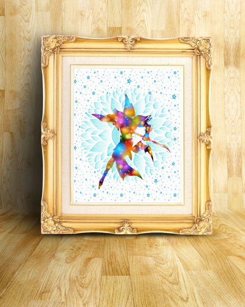 Yugioh Dark Magician Watercolor Canvas Print  Nursery Decor C095 - Aprilskys Workshop