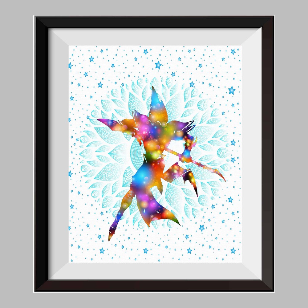 Yugioh Dark Magician Watercolor Canvas Print  Nursery Decor C095 - Aprilskys Workshop