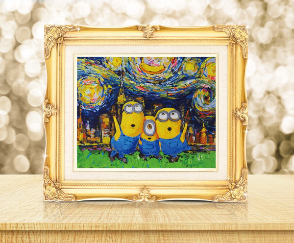 The Minions Despicable Me  Van Gogh Starry Night Nursery Decor Canvas Print A010 - Aprilskys Workshop