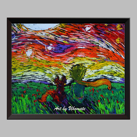 The Little Prince Fox Le Petit Van Gogh Starry Night Nursery Decor Canvas Print A029 - Aprilskys Workshop