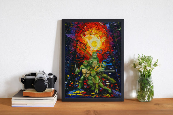 Teenage Mutant Ninja Turtle Van Gogh Starry Night Nursery Decor Canvas Print A050 - Aprilskys Workshop