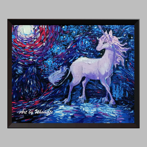 The Unicorns Van Gogh Starry Night Nursery Decor Canvas Print A053 - Aprilskys Workshop
