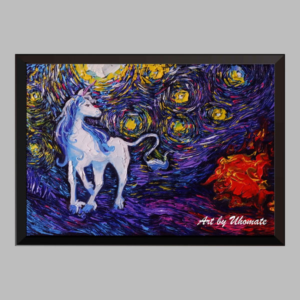 The Unicorns Van Gogh Starry Night Nursery Decor Canvas Print A054 - Aprilskys Workshop