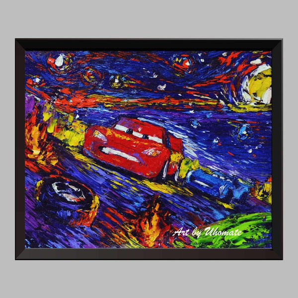 Racing Cars Van Gogh Starry Night Nursery Decor Canvas Print A056 - Aprilskys Workshop