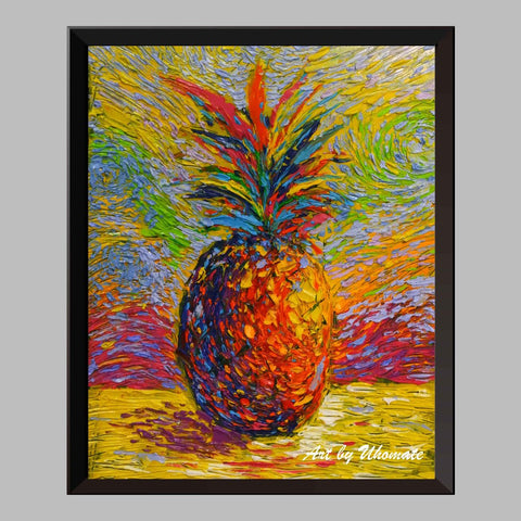 Hawaiian Pineapple Tropical Fruit Pineapple Van Gogh Starry Night Nursery Decor Canvas Print A058 - Aprilskys Workshop