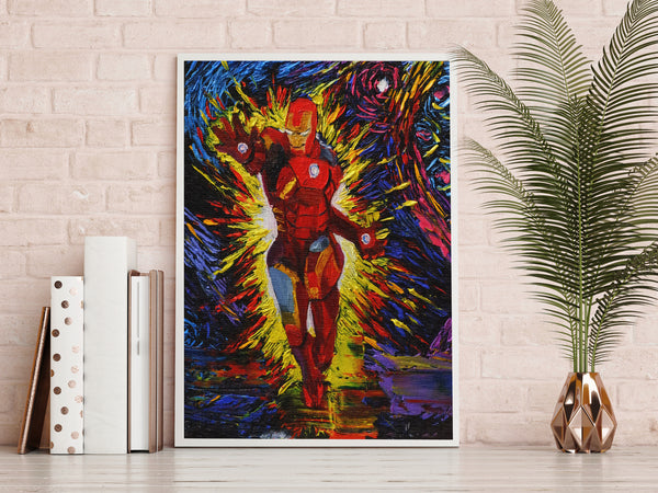 Superhero Iron Man Van Gogh Starry Night Nursery Decor Canvas Print A063 - Aprilskys Workshop