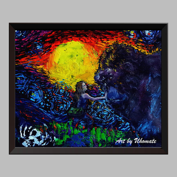 King Kong Skull Island Van Gogh Starry Night Nursery Decor Canvas Print A067 - Aprilskys Workshop