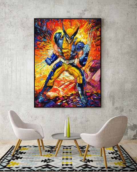 Superhero X-Man Wolverine Van Gogh Starry Night Nursery Decor Canvas Print A077 - Aprilskys Workshop
