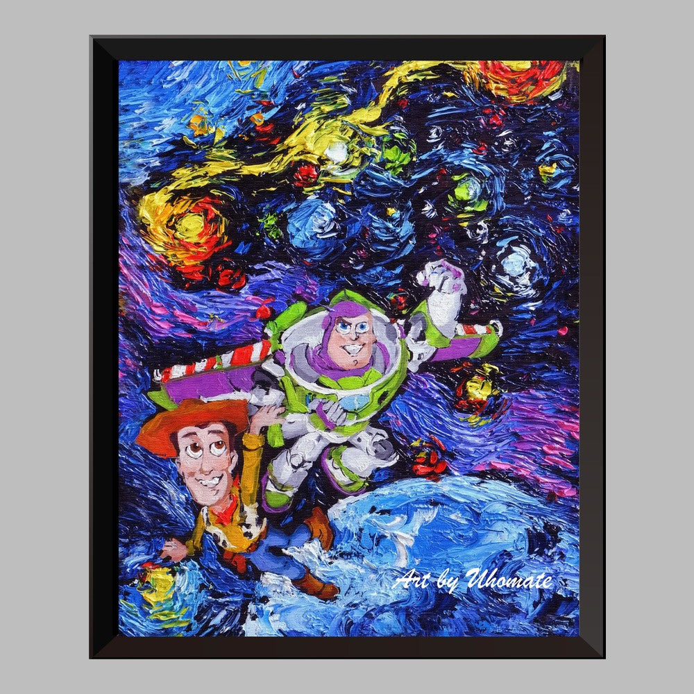 Space Toy Story Van Gogh Starry Night Nursery Decor Canvas Print A084 - Aprilskys Workshop