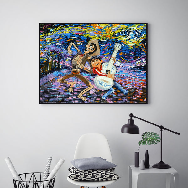 Coco Miguel Day of the Dead Van Gogh Starry Night Nursery Decor Canvas Print A085 - Aprilskys Workshop