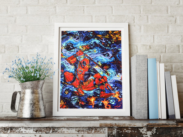 The Deadpool Van Gogh Starry Night Nursery Decor Canvas Print A101 - Aprilskys Workshop