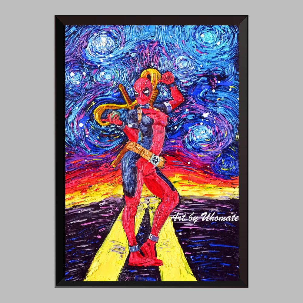 Woman Deadpool Van Gogh Starry Night Nursery Decor Canvas Print A104 - Aprilskys Workshop
