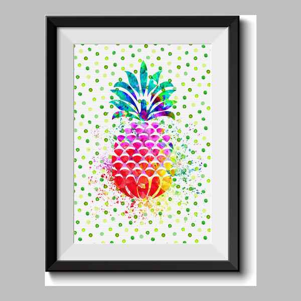Hawaiian Pineapple Tropical Fruit Pineapple Watercolor Canvas Print Nature and Plant C005 - Aprilskys Workshop