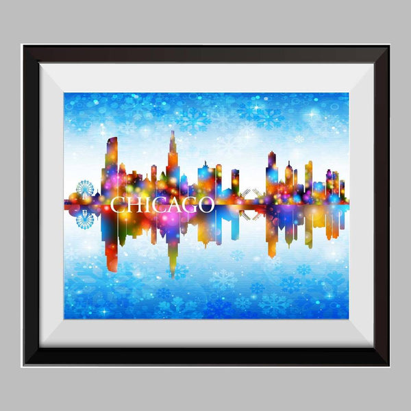 Chicago City Skyline Watercolor Canvas Print  C008 - Aprilskys Workshop