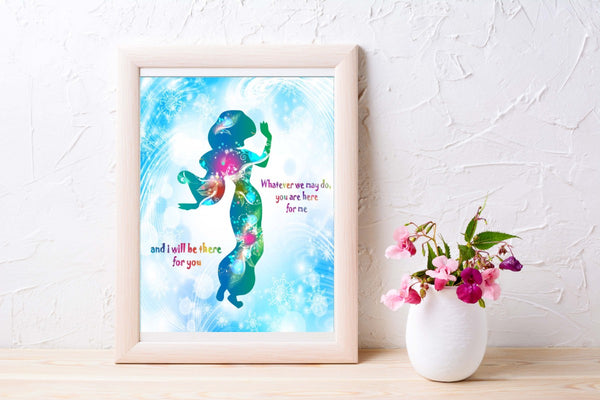 Princess Jasmine and Aladdin Watercolor Canvas Print Nursery Decor Inspirational Quotes C013 - Aprilskys Workshop