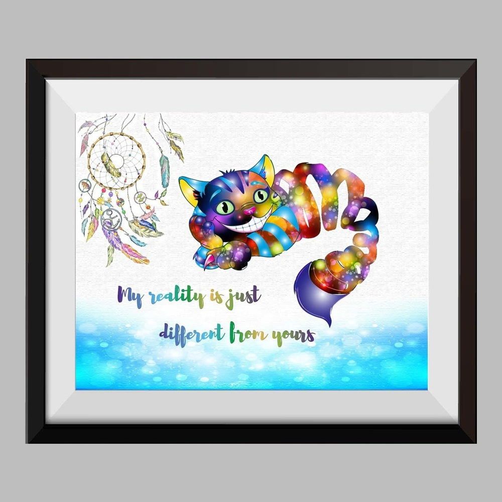 Alice in Wonderland Cheshire Cat Watercolor Canvas Print Nursery Decor Inspirational Quotes C022 - Aprilskys Workshop