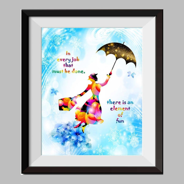 Mary Poppins In Every Job That Must Be Done Watercolor Canvas Print Nursery Decor C028 - Aprilskys Workshop