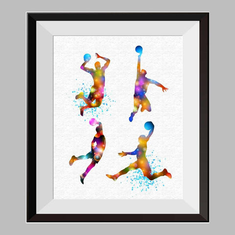 Just Do It Basketball Player Watercolor Canvas Print Nursery Decor C035 - Aprilskys Workshop