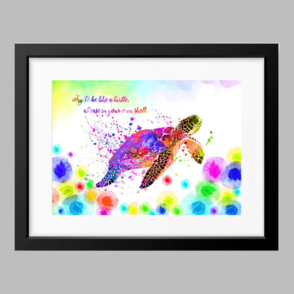 Pink Sea Turtle Sea Animal Watercolor Canvas Print Inspirational Quotes C056 - Aprilskys Workshop