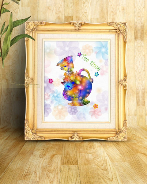 Beauty and The Beasty Be Our Guest Watercolor Canvas Print Nursery Decor C057 - Aprilskys Workshop