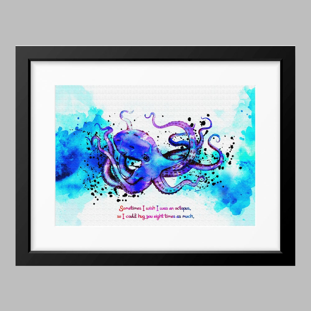Colorful Octopus Sea Animal Watercolor Canvas Print Inspirational Quotes C058 - Aprilskys Workshop