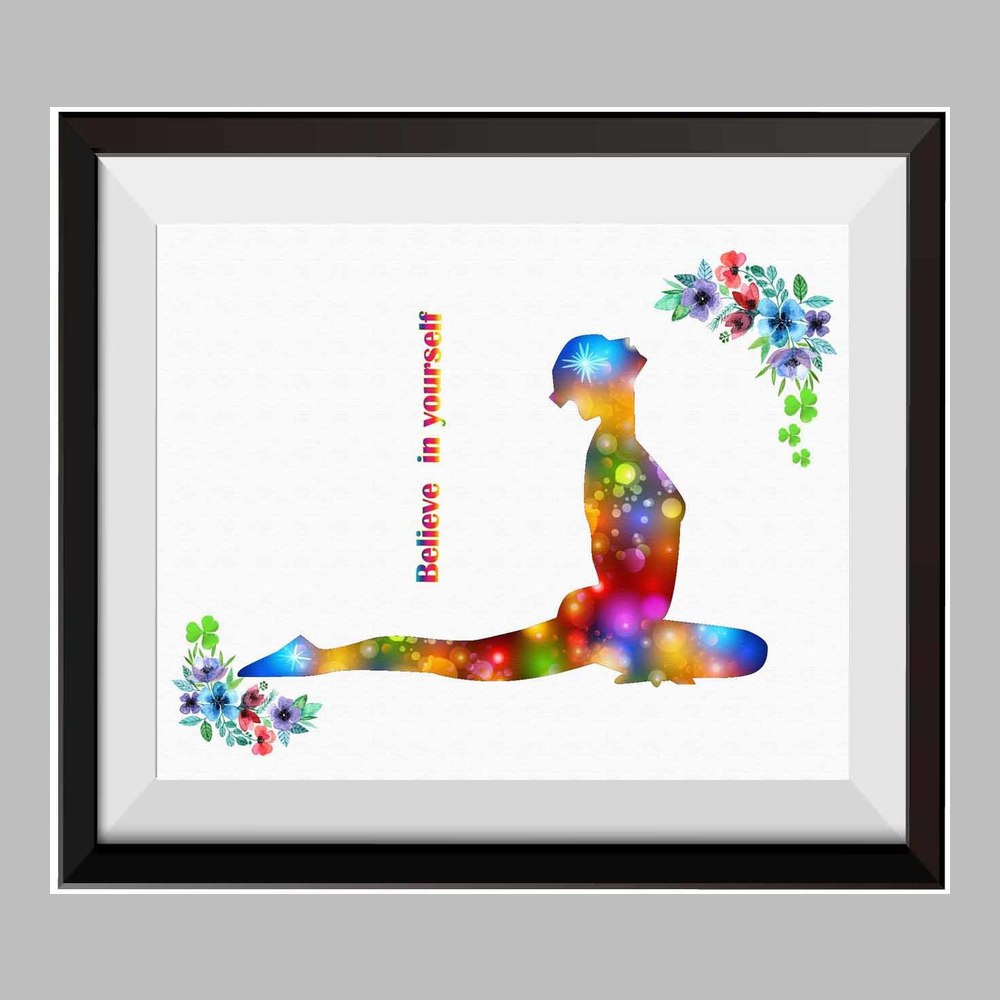Female in yoga pose watercolour background Vector Image