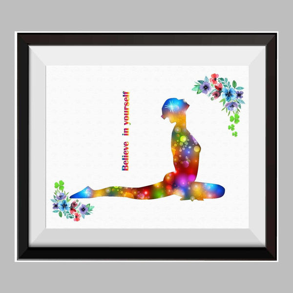 Yoga Poses Poster Yoga Meditation Watercolor Canvas Print Inspirational Quotes C066 - Aprilskys Workshop
