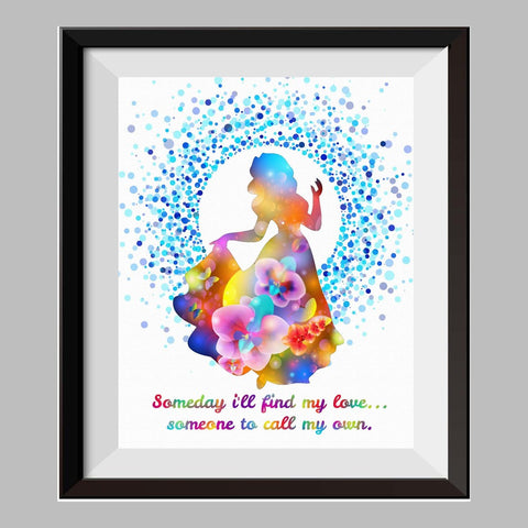 Princess Snow White Once Upon A Time Watercolor Print  Nursery Decor Inspirational Quotes C076 - Aprilskys Workshop