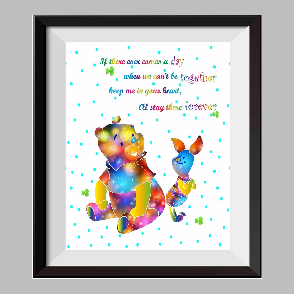 Winnie The Pooh Winnie Pooh Watercolor Canvas Print Nursery Decor Inspirational Quotes C081