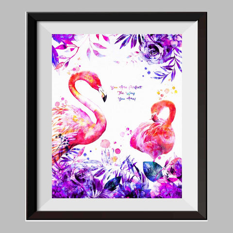 Hawaiian Animal Pink Flamingos The Flamingos Watercolor Canvas Print Inspirational Quotes C085 - Aprilskys Workshop