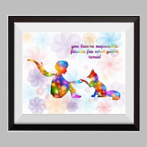 The Little Prince Fox Le Petit Prince Watercolor Print Nursery Decor Inspirational Quotes C087 - Aprilskys Workshop