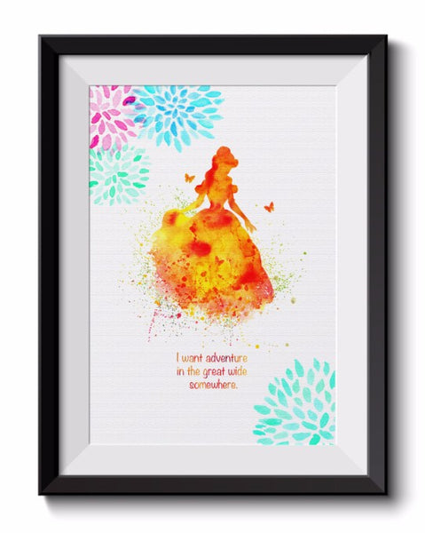 4 pcs Print Set Beauty and the Beast Princess Belle Inspirational Quotes Wall Decor M027 - Aprilskys Workshop